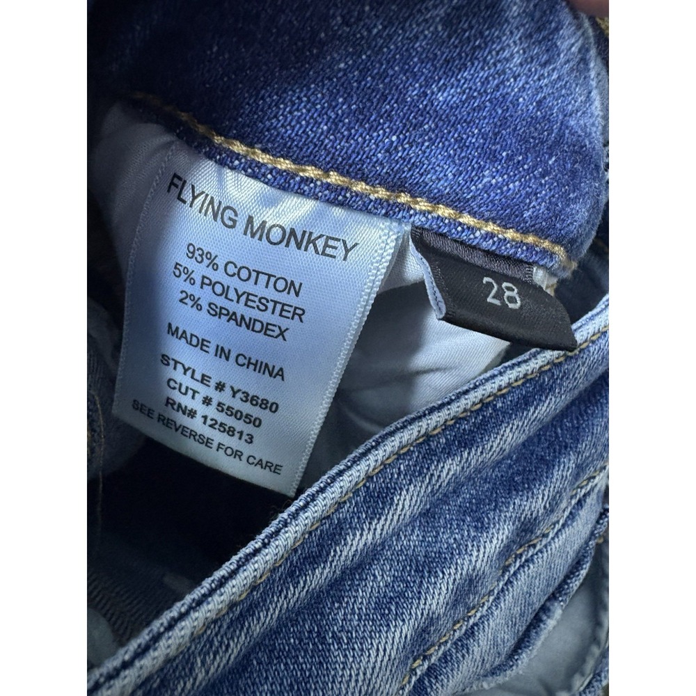 Flying Monkey Distressed Skinny Jeans Size 28 Raw Hem Y2K Indie Sleaze Denim - Picture 6 of 6